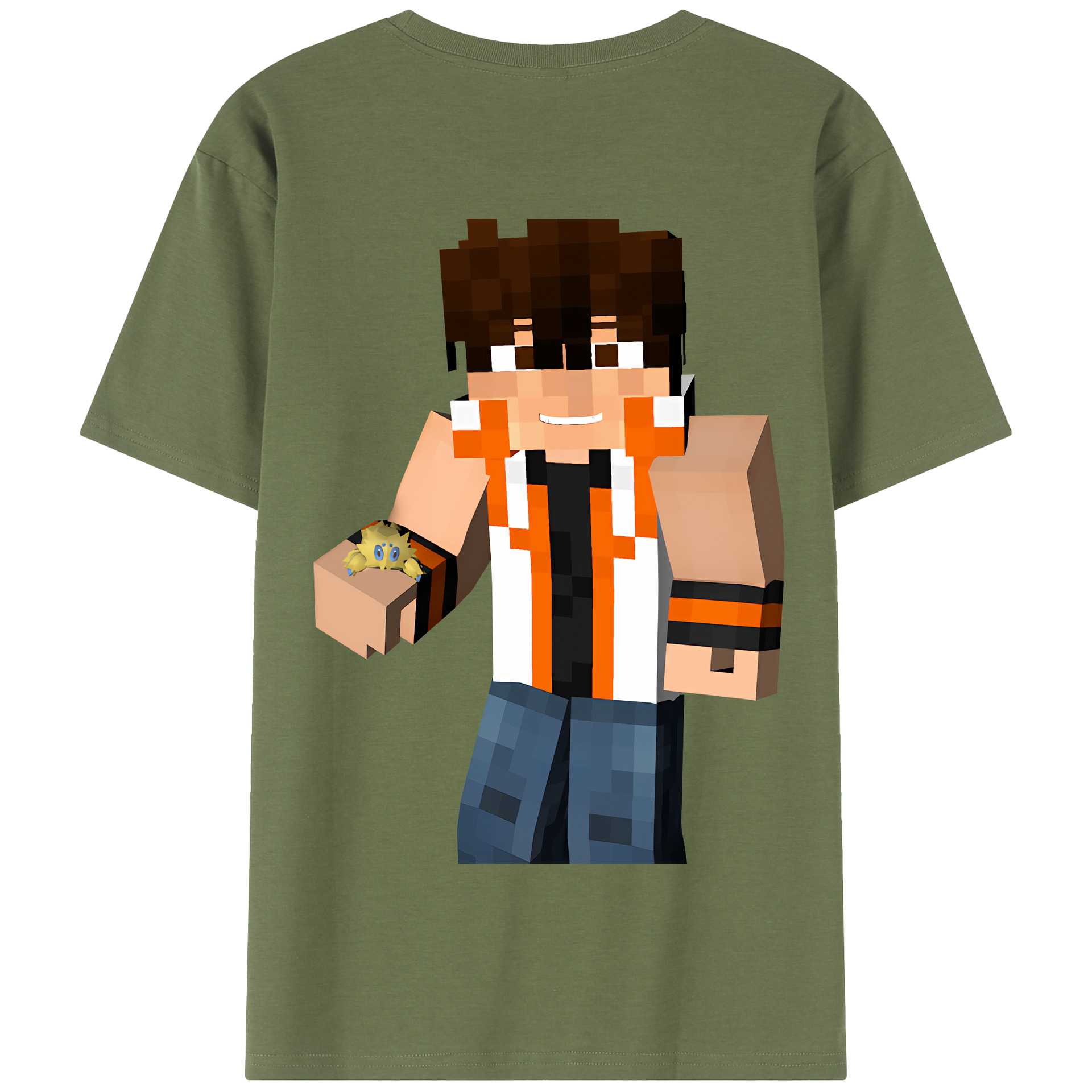 （画像用） マインクラフト ブロックの世界 Minecraft MC Block world 綿100％半袖Tシャツ（背面プリント）